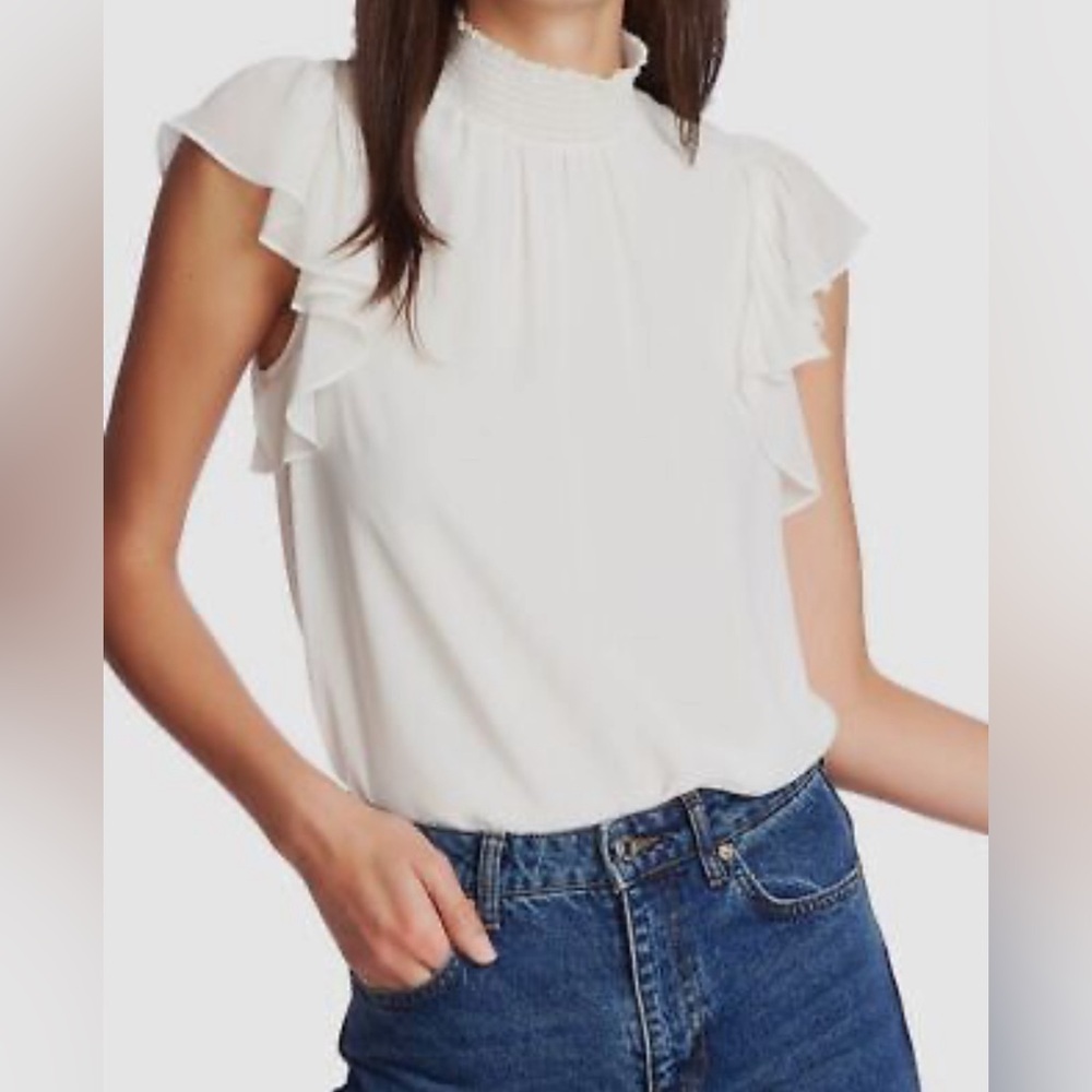 Banana Republic flutter sleeve smocked neck blouse- M